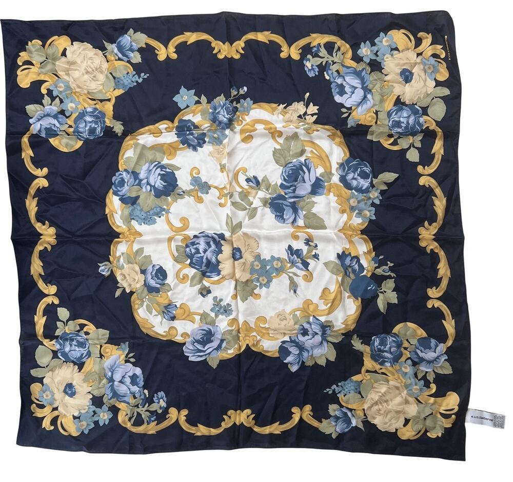 Liz Claiborne Kerchief Unisex One Size Multicolor 100% Silk Square Scarf Floral